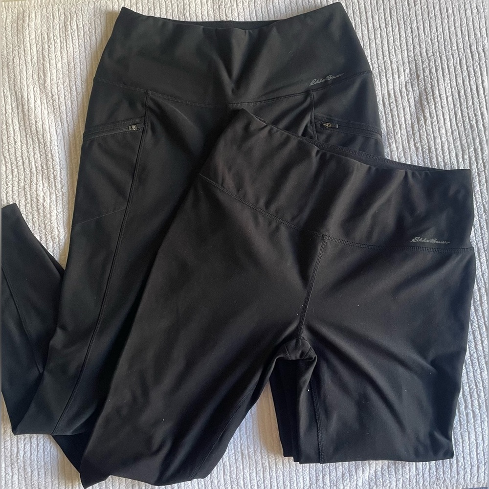 Set of two Eddie Bauer black leggings, size M